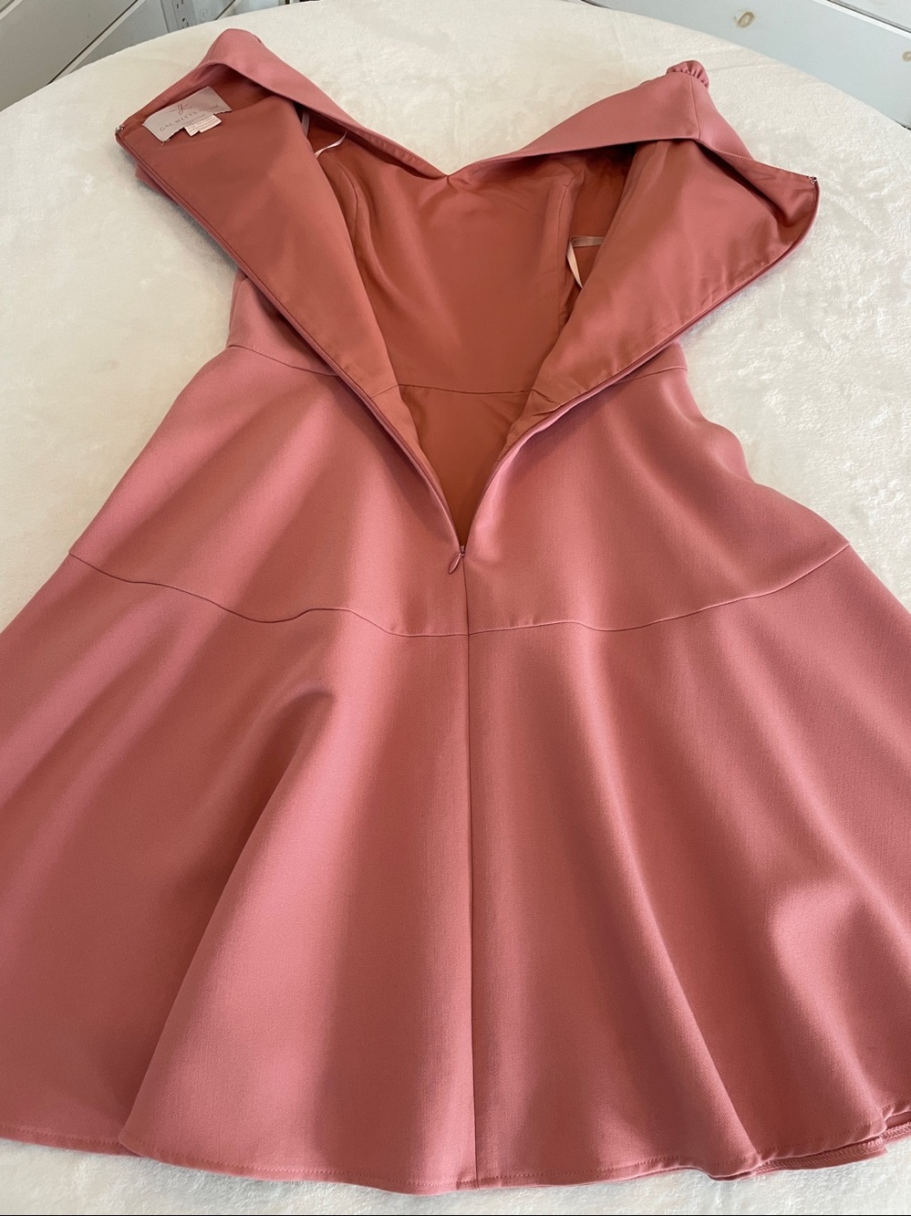 Gal Meets Glam Sz 8 Collection Kate V-Neck Fit & Flare Dress in Rosetta Pink - Picture 11 of 17